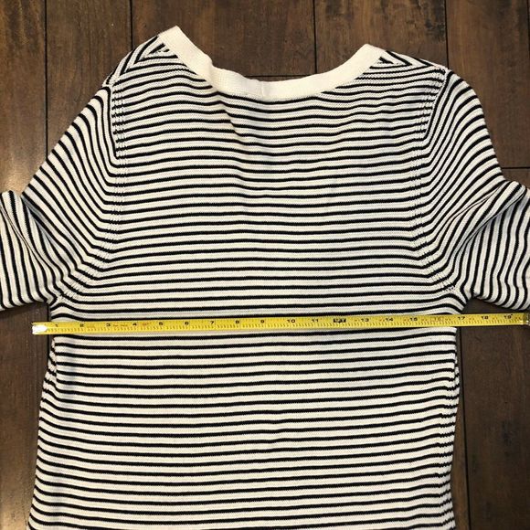 TALBOTS Medium V-Neck Stripe Sweater Black White - Picture 8 of 8